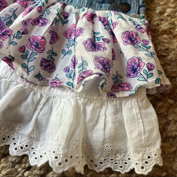 🌸 oshkosh b’gosh denim overall tiered floral dress - Picture 3 of 8
